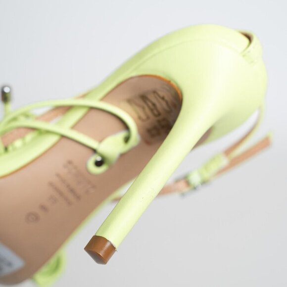 ✨ Schutz Vikki Leather Sandals Lace Up Stiletto Heel Fresh Green NEW - Picture 13 of 15